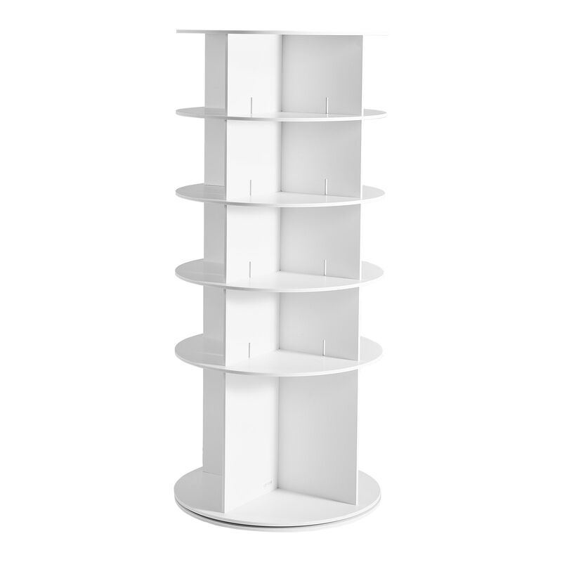 5 Tier Revolving Shoe Rack, Freestanding Round Shoe Storage Organizer - White image number 3