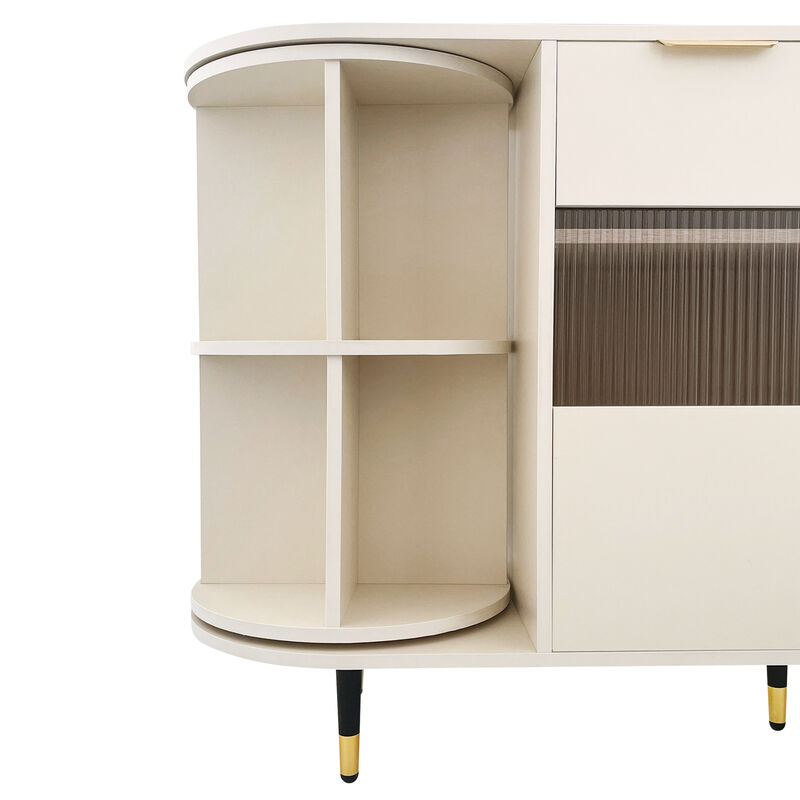 Merax Rotating Storage Cabinet with 2 Doors and 2 Drawers, Suitable for Living Room