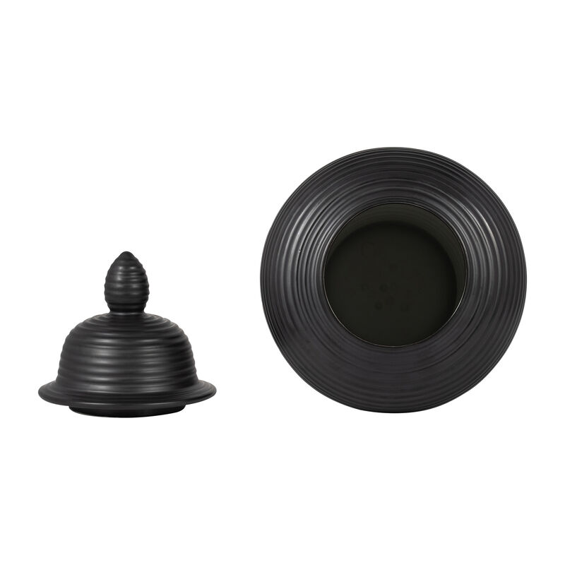 18" Ribbed Temple Jar, Black image number 4