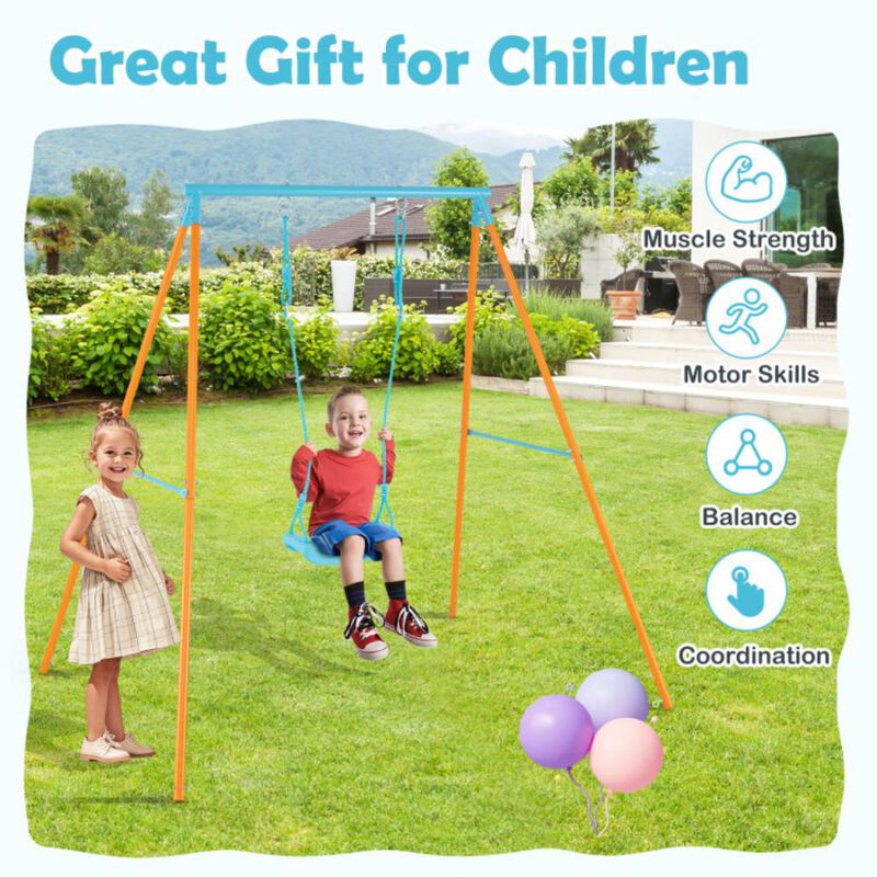 Hivvago Outdoor Heavy Duty Metal Toddler Swing Set with Stand