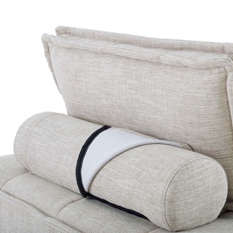 Saunter Tufted Fabric Armless Chair Brown image number 5