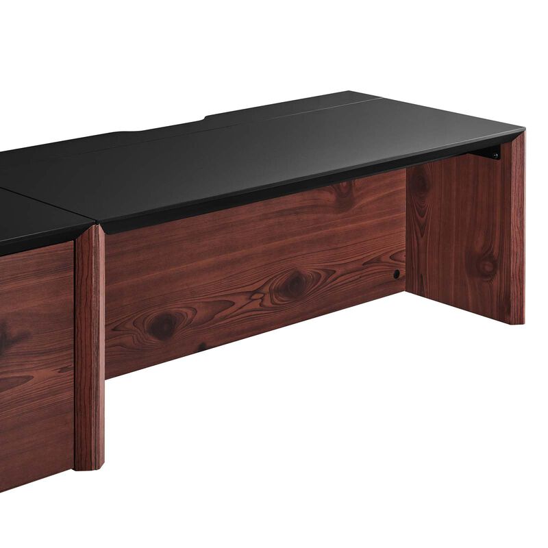 Modway EEI-6311-BLK-CHE Kinetic 38" Wall-Mount Office Desk with Cabinet and Shelf, Black Cherry image number 3