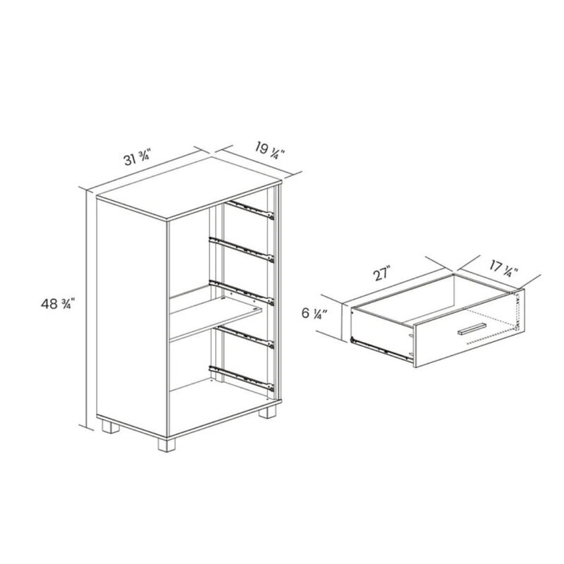 Modern Farmhouse Wooden Vertical Dresser with 5 Storage Drawers