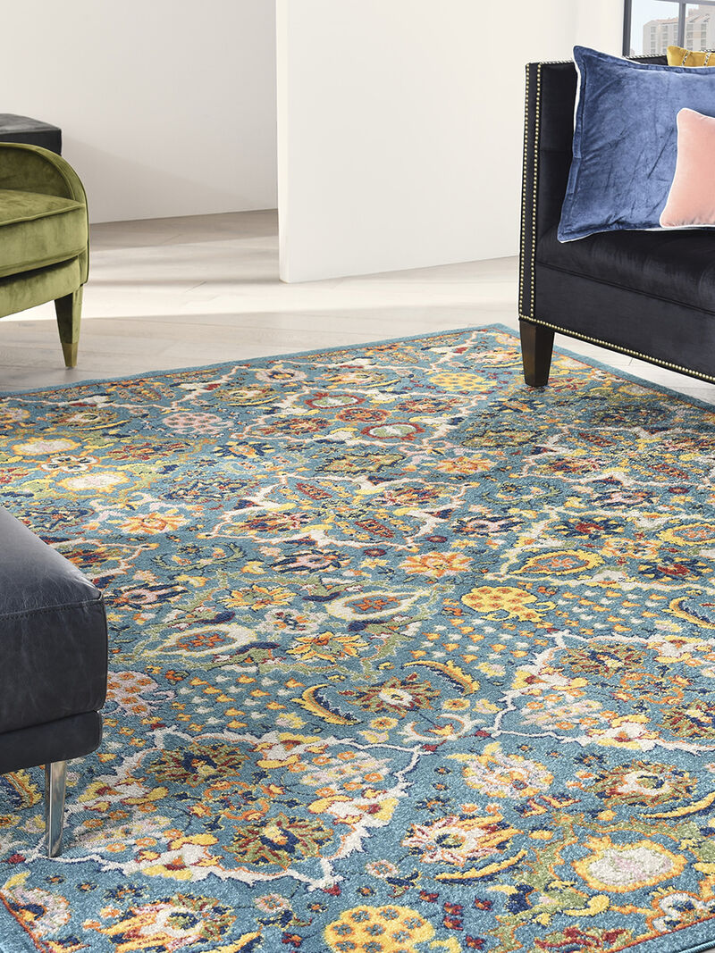 Allur ALR03 Turquoise/Ivory 3' x 5' Rug