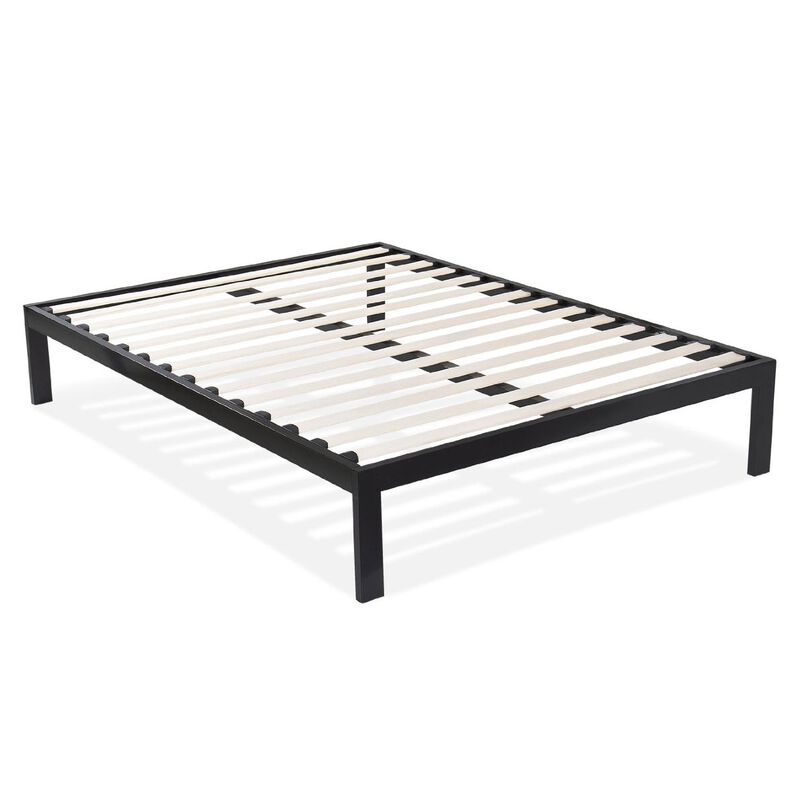 Modern Metal Platform Bed Frame with Wood Slats &ndash; Strong Support, Quiet Design, No Box Spring