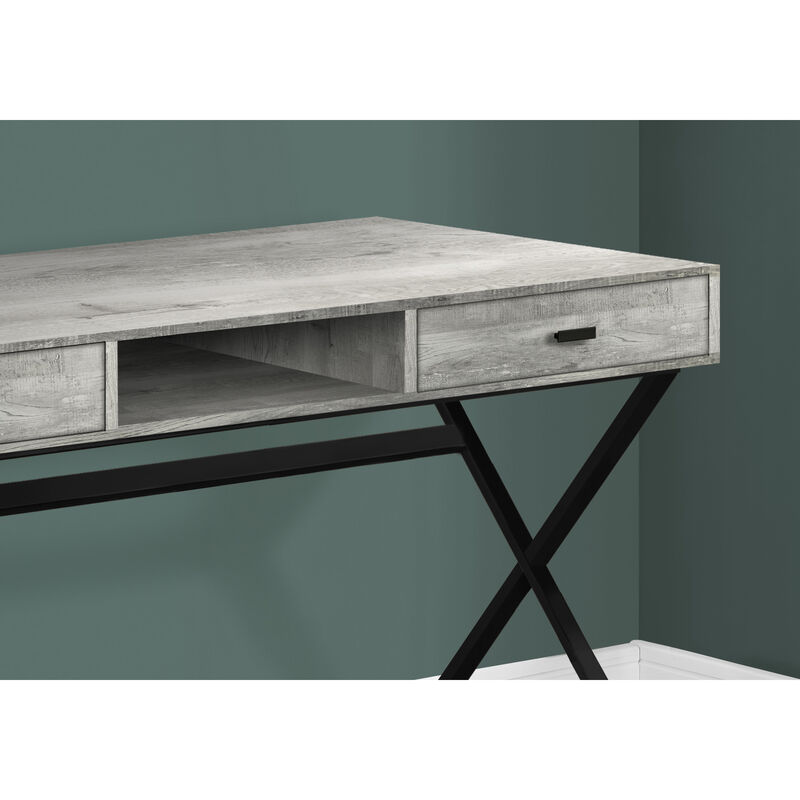 Monarch Specialties I 7448 Computer Desk, Home Office, Laptop, Storage Drawers, 48"L, Work, Metal, Laminate, Grey, Black, Contemporary, Modern