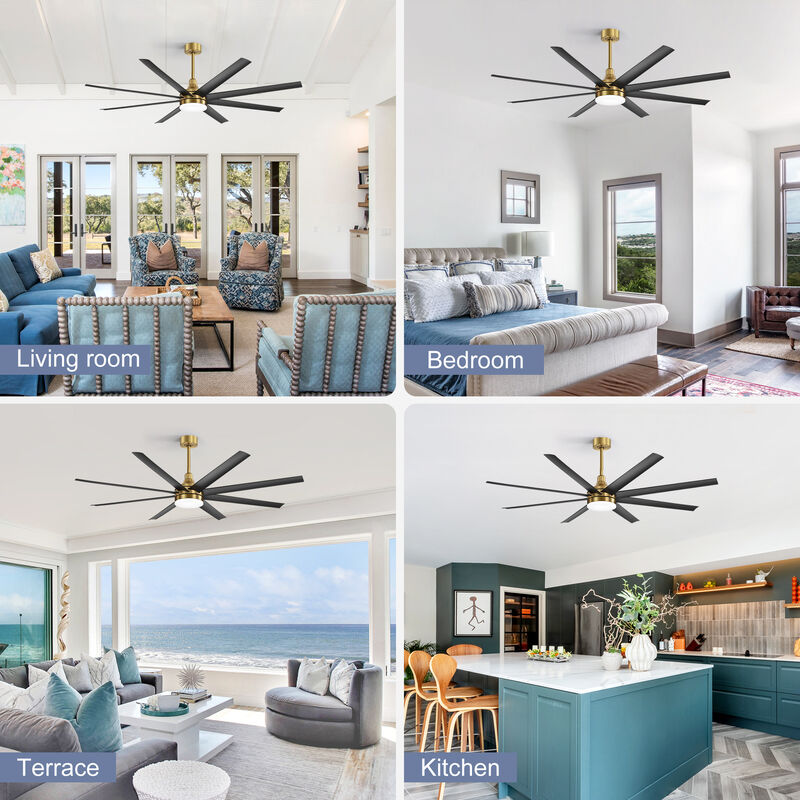 Breezary 65 in Ceiling Fan with Light, 8 ABS Blades, Remote Control, Reversible DC Motor, 6 Speeds image number 7