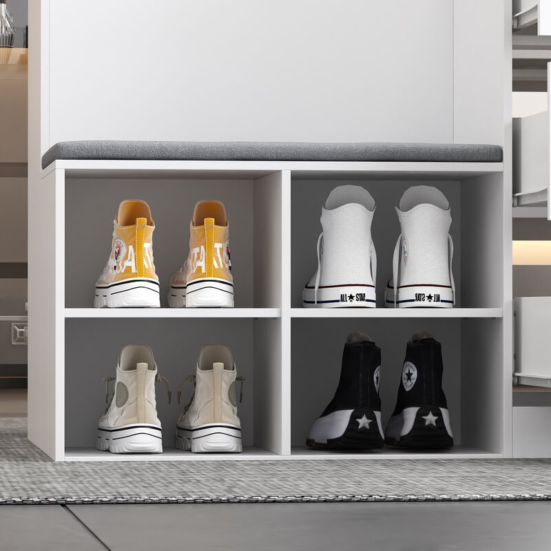 Armoire Bedroom Island Wardrobe Closet Island with 9 Drawers & Glass Tabletop, Island Dresser with Cushion Bench, Closet Island for Bedroom Cloakroom White (47.2&rdquo;W x 27.5&rdquo;W x 31.5&rdquo;H) image number 5