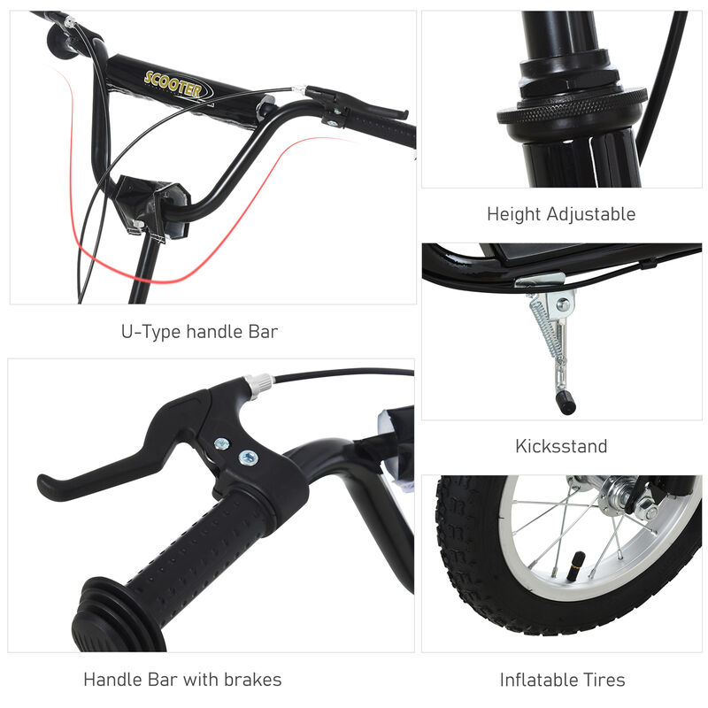 BreeBe Youth Scooter Front and Rear Caliper Dual Brakes 12-Inch Inflatable Front Wheel Ride On Toy image number 4