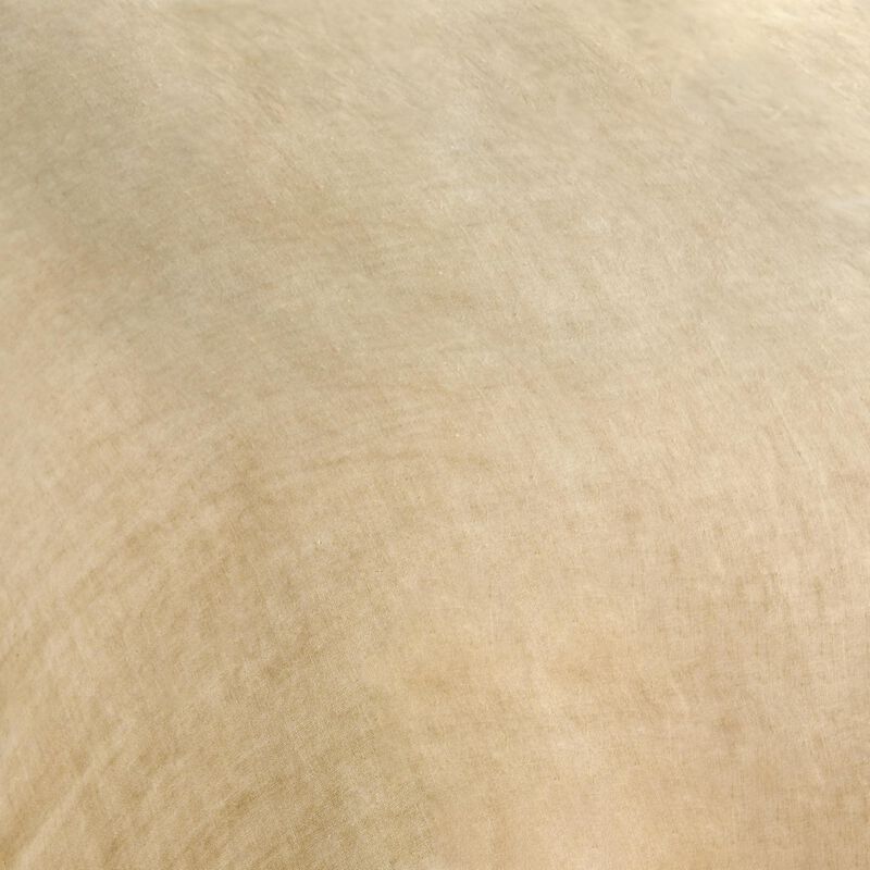 Paula King Size Duvet, Soft Ochre Amber Stone Washed Hemp, Cotton Back - Benzara