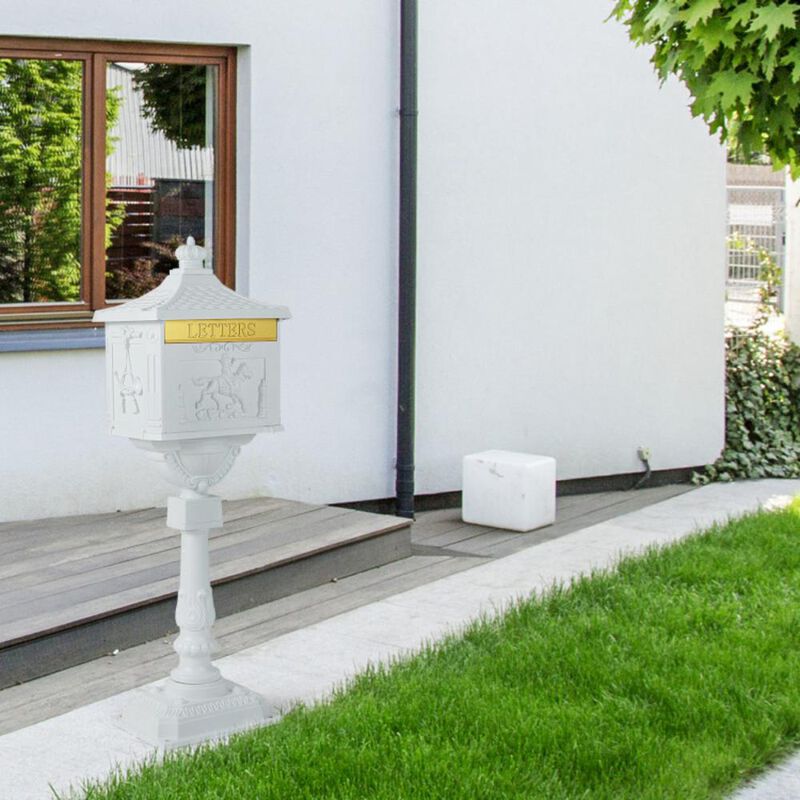 Hivvago Retro Cast Aluminum Mailbox Security Postal Letter Box with Baffle Door