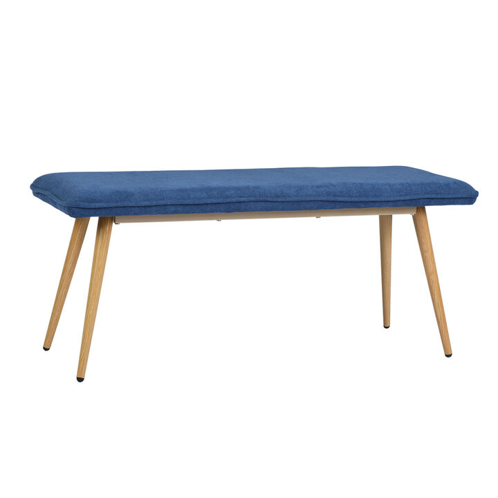 45.3" Dining Room Bench with Metal Legs - DARK BLUE