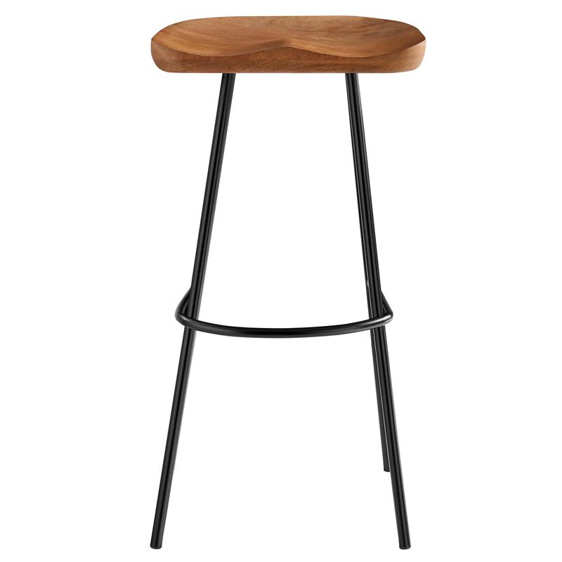 Modway EEI-6742-WAL Concord Backless Wood Bar Stools - Set of 2, Walnut image number 6