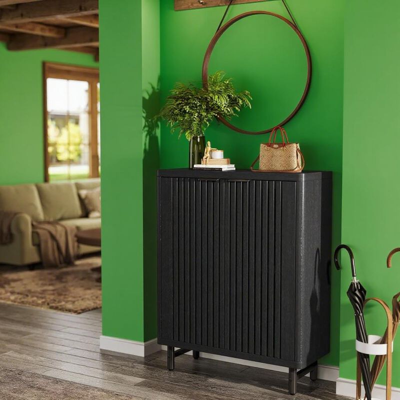 Black Shoe Cabinet  &ndash; Sturdy Storage for Shoes For Entryway image number 3