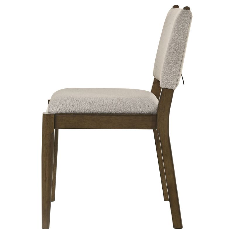 Clera Upholstered Dining Side Chair, Tie Details, Set of 2, Brown Wood image number 4