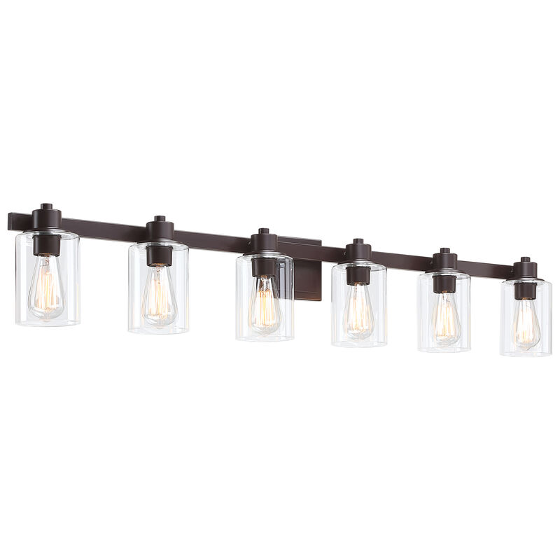 50" 6-Light Dimmable Indoor Wall Sconce with Clear Glass Shades image number 0