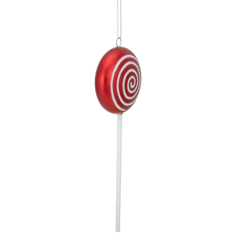 10" Red Candy Lollipop with Iridescent Glitter Swirl Shatterproof Christmas Ornament image number 3