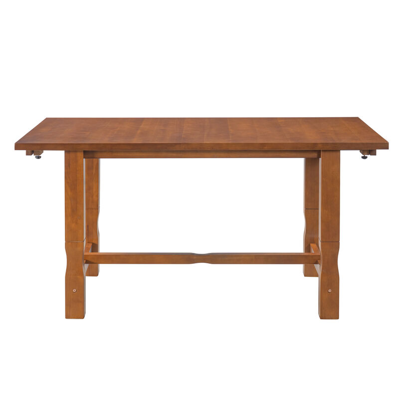 Celkwe 6‑Piece Solid Rubber Wood Extendable Dining Table Set image number 3