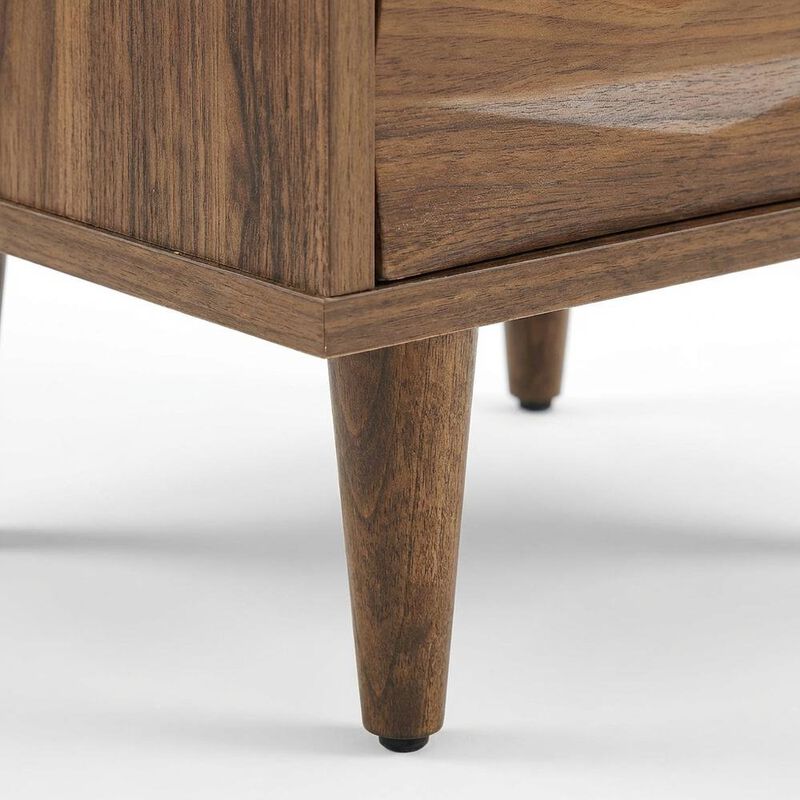 Brown Wooden Nightstand with Two Drawers and Sleek Modern Design image number 5