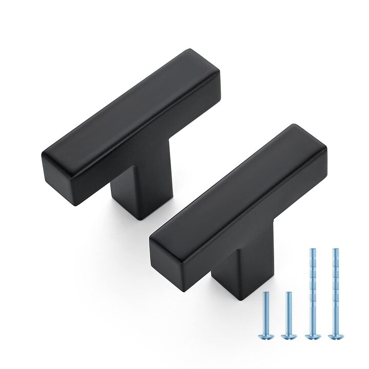 JOY DECOR 20 Pack Kitchen Cabinet Pulls & Handles, 2"" Matte Black Cabinet Door Knobs with Single Hole, Stainless Steel Drawer P