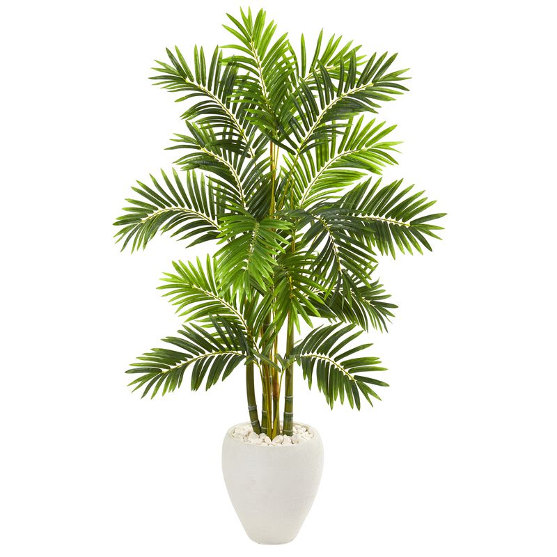 Hivvago 63 Inches Areca Palm Artificial Tree in White Planter