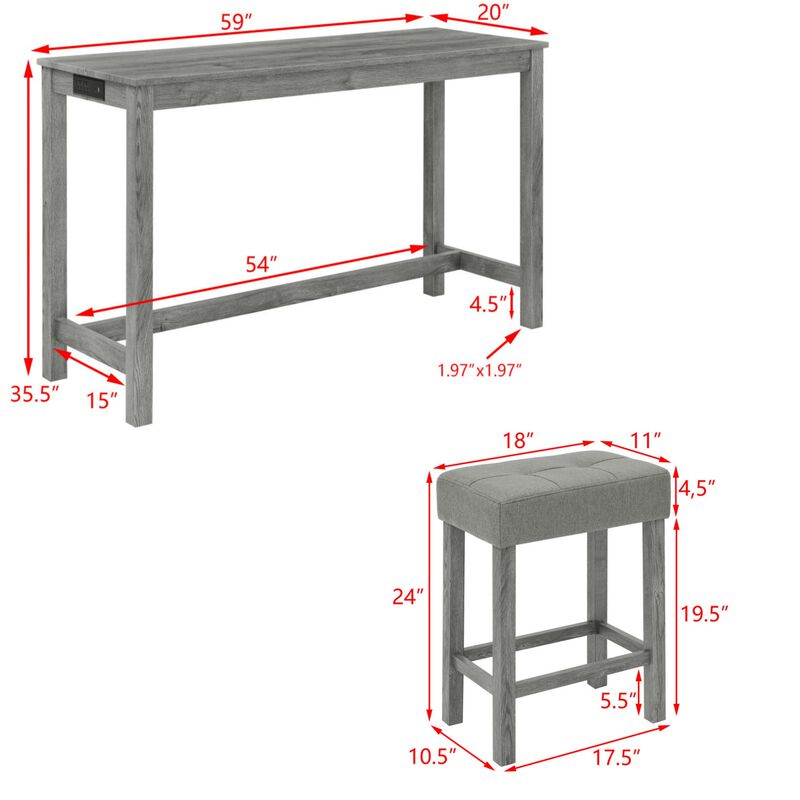 Peldze 4‑Piece Industrial Bar Table Set image number 9