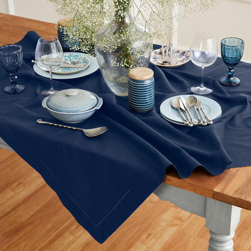 Solino Home Cotton Linen Table Throw - Cotton Linen Hemstitch