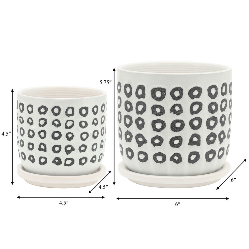 Aztec Planter with Saucer, Black