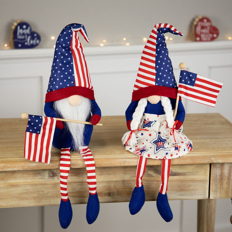 Stars and Stripes Patriotic Gnomes with Dangling Legs - 21.25" - Set of 2 image number 1