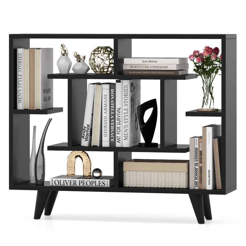 Modern Geometric Bookcase with Anti-Tip Kit – 5-Tier Storage Display Shelf