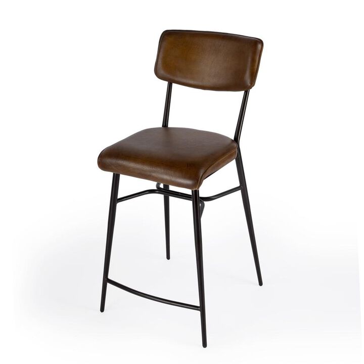 Butler Specialty Odessa Square Leather 26.5 Counter Stool, Medium Brown
