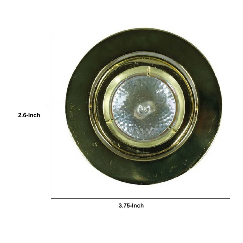 4 Inch 12V Round Ceiling Light with Metal, Antique Brass - Benzara
