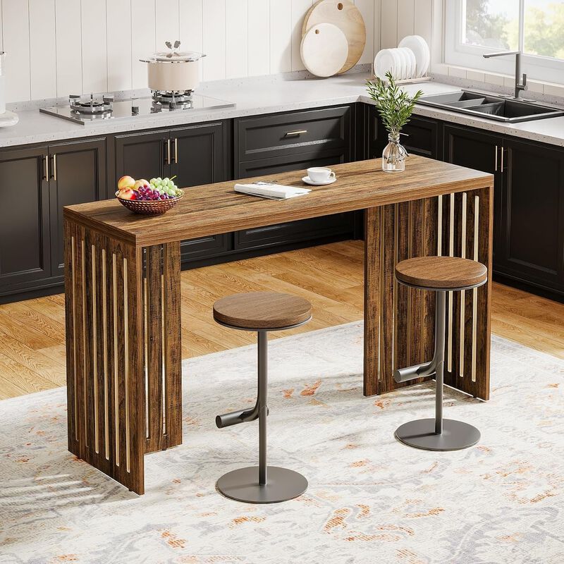 Tribesigns Contemporary Wood Bar Table image number 2