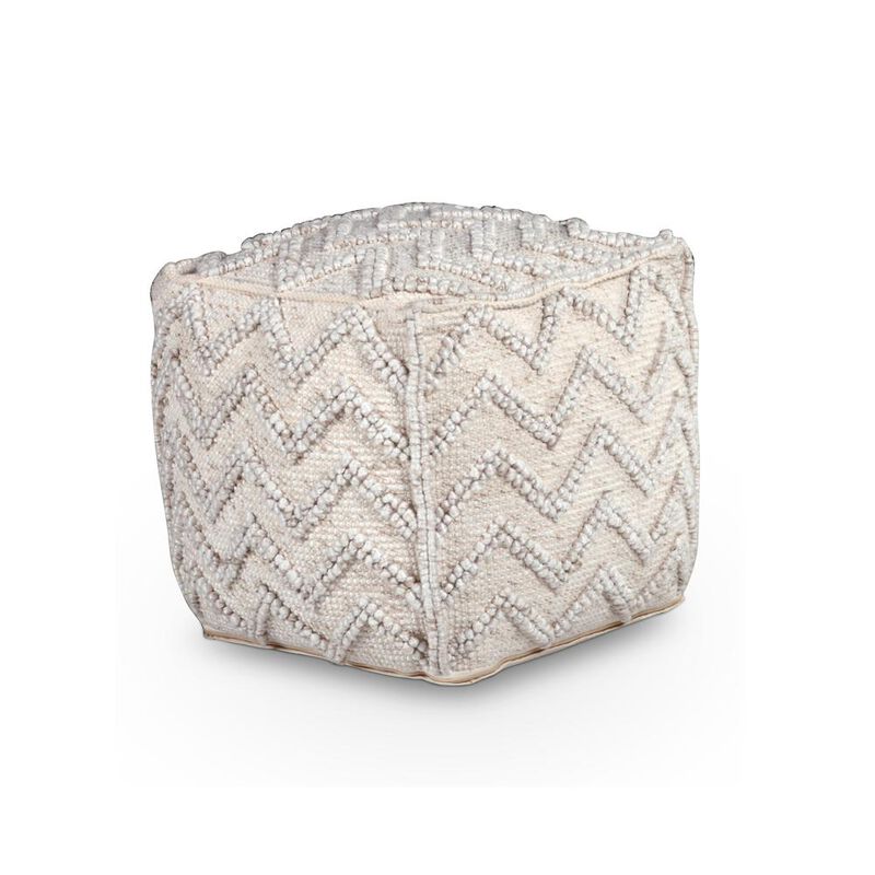 Kenzari Square Zigzag Handwoven Pouf