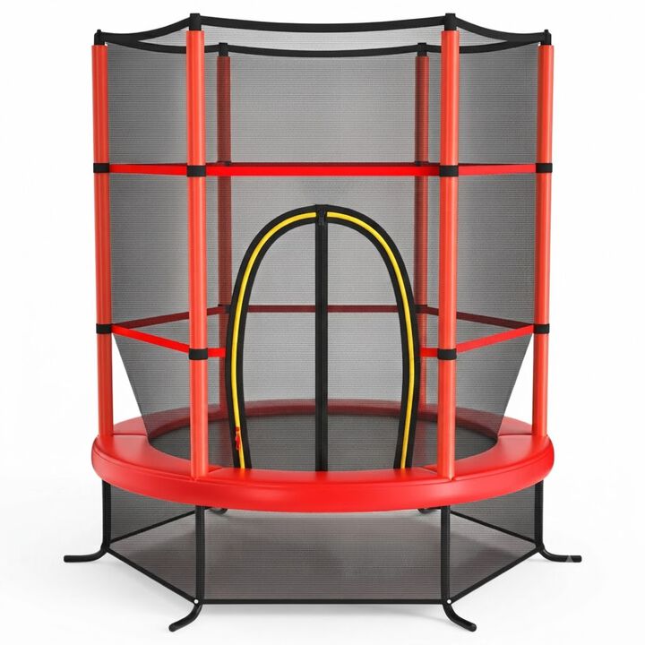 Kids Trampoline with Jumping Mat and Enclosure Net for Outdoor Play