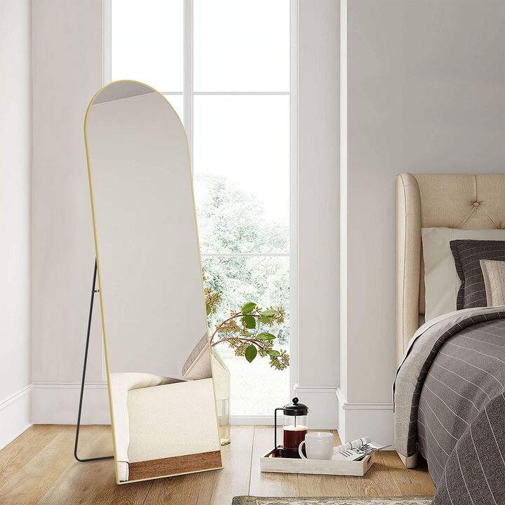 Aluminum Standing Mirror 63"x20", Full Length Dressing Mirror with Adjustable Tilt, Black