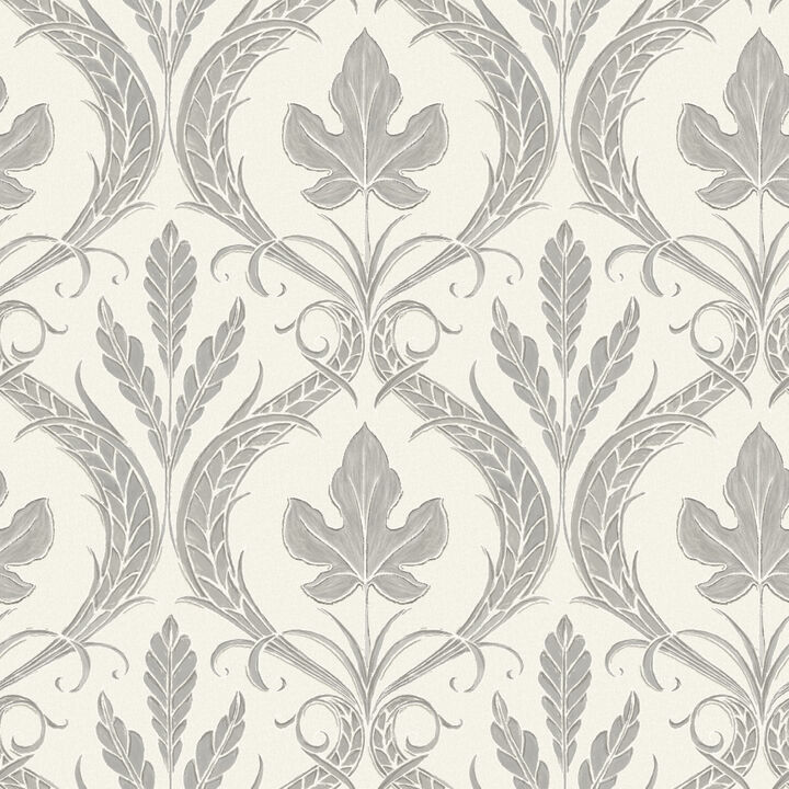 Adirondack Damask Grey & Beige Wallpaper