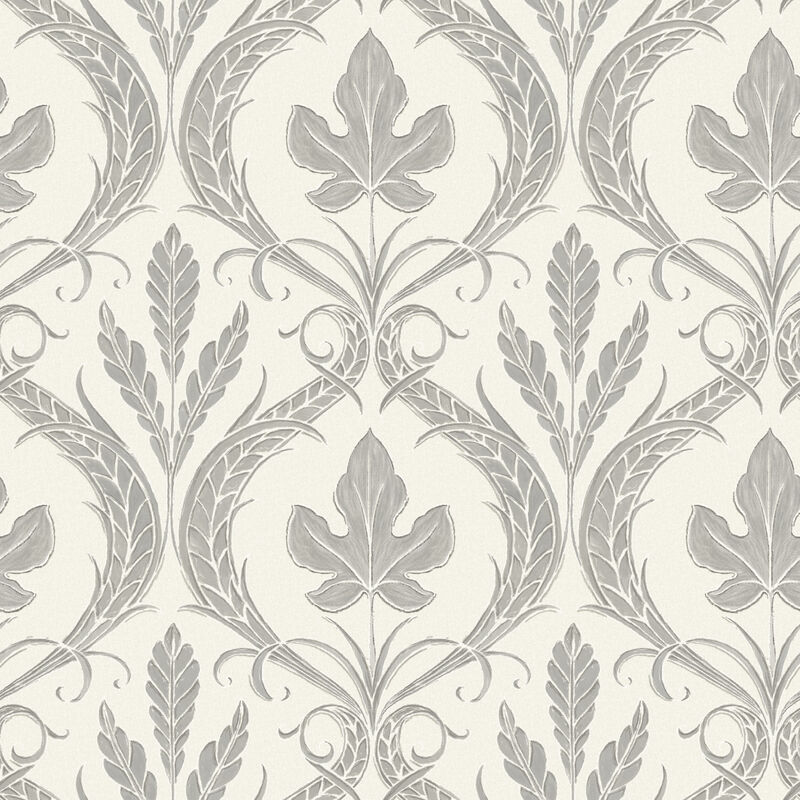 Adirondack Damask Grey & Beige Wallpaper image number 0