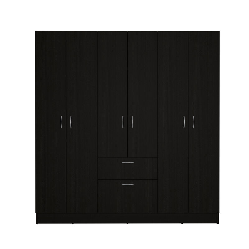 Streamdale Davenport 1-Drawer Rectangle 6-Door Armoire Black Wenge And White