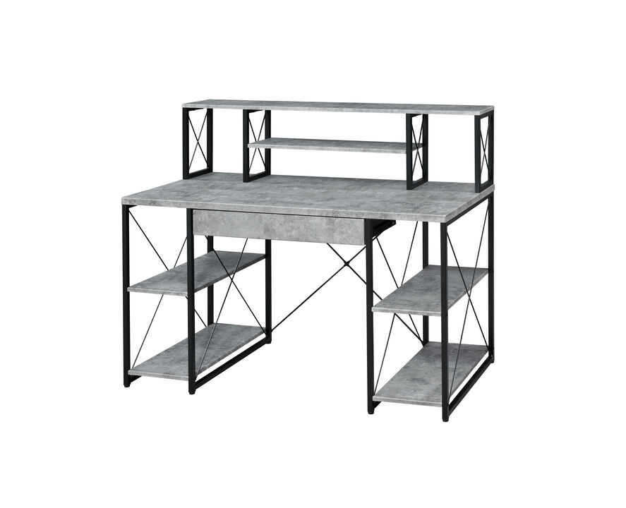 ACME Amiel Writing Desk, Faux Concrete & Black