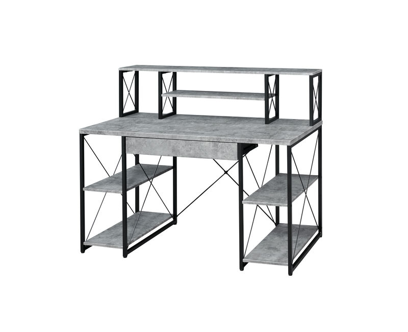 ACME Amiel Writing Desk, Faux Concrete & Black
