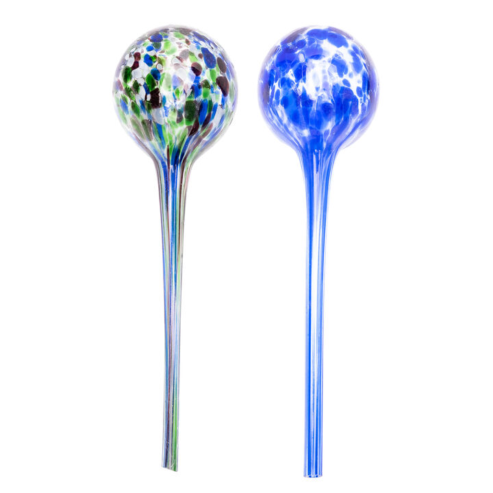 13" Inch Self-Watering Plant Gazing Globes – 2 Pack Large Aqua Gazing Globes