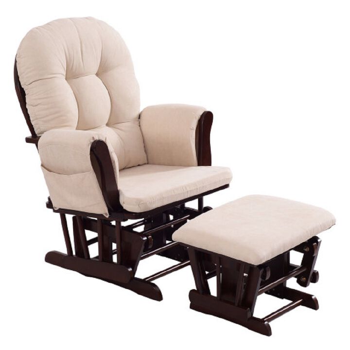 Adjustable Backrest Baby Nursery Rocking Chair & Ottoman Set