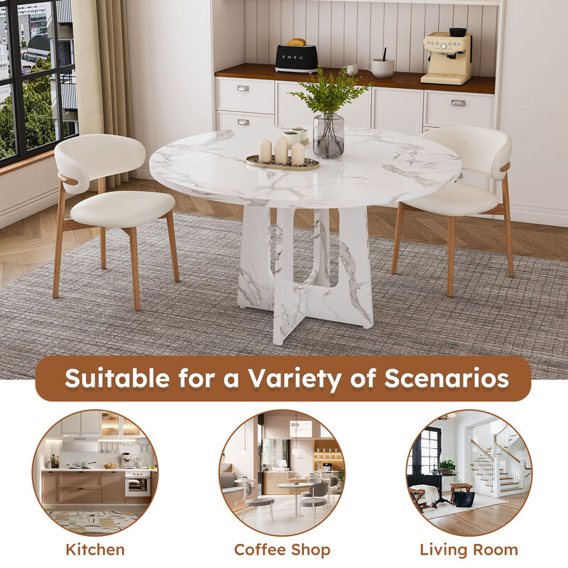 Merax Marble-Style Round Dining Table