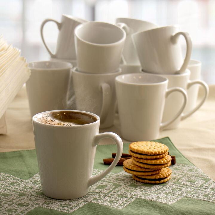 Elama Holt 12 Piece 10 Ounce Porcelain Mug Set in White