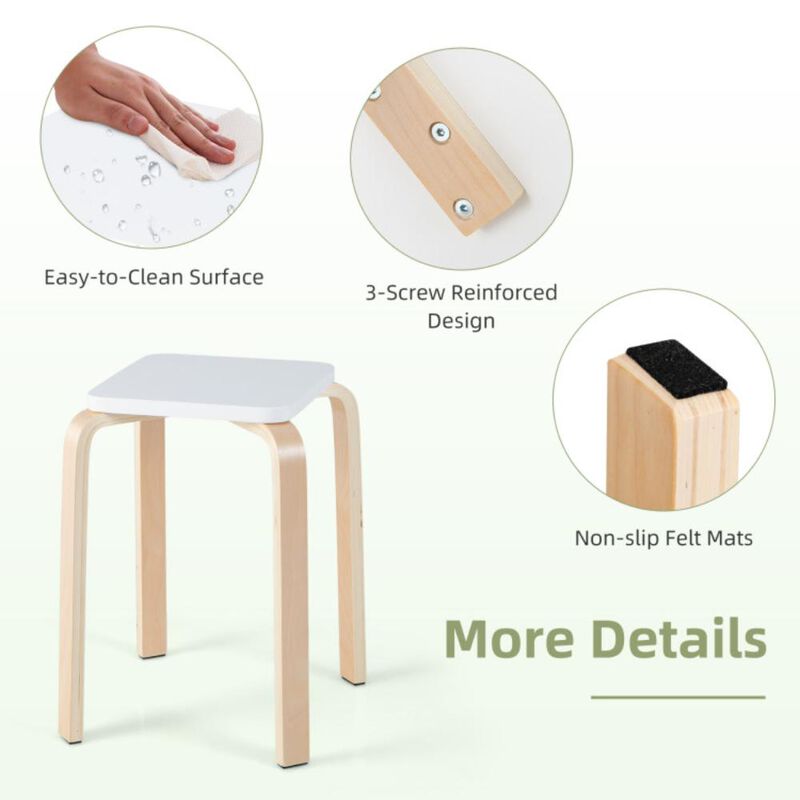 Hivvago Stackable Stools Set of 4 with Square Top and Rounded Corners