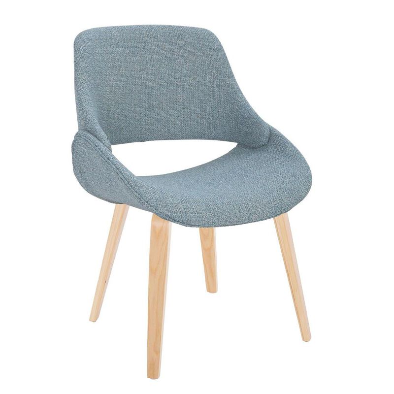 LumiSource Natural Wood, Blue Fabric Fabrico Chair - Set of 2