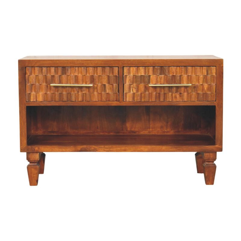 Artisan Furniture Solid Wood Cadiz Carved Shoe Bench, Brown image number 0