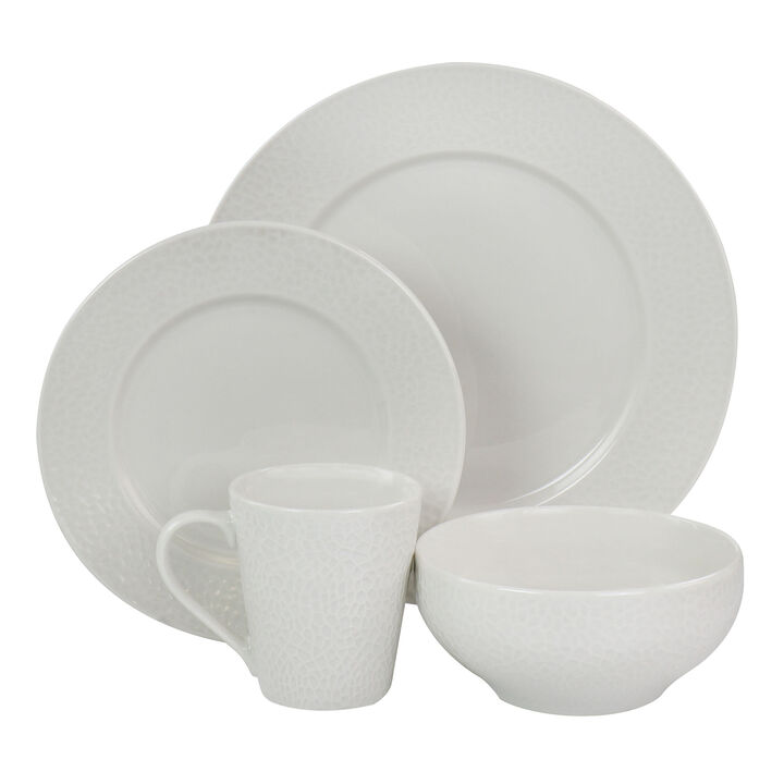 Elama Jasmine 16 Piece Porcelain Dinnerware Set in White