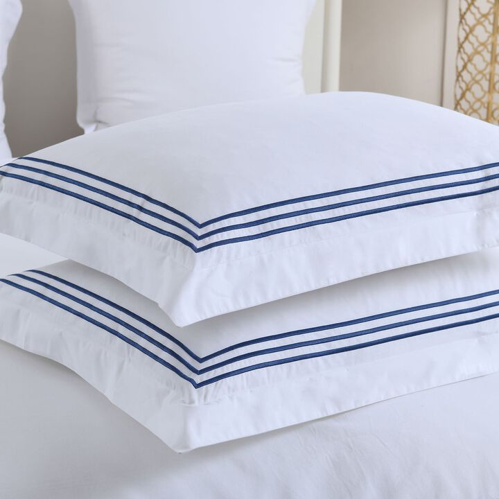 Egyptian Linens - Adeline Percale Embroidered Duvet Cover Set - Made in Egypt